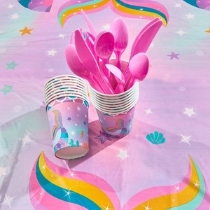 Platos y Vasos de Papel Personalizados, Juego de Artículos para Fiesta de Sirena para Cumpleaños de Niña - Product Image 5