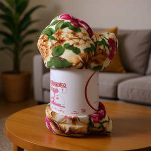 Couverture légère écologique en peluche florale rectangulaire pliée pour usage domestique, style classique quatre saisons, couleurs assorties - Product Image 2