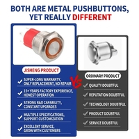Interrupteur à bouton-poussoir lumineux JSELE 16 mm étanche IP67, en métal, haute puissance, 10A max, 1NO 2NO