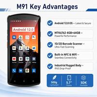 Edoo M91 Android 12 5.7'' 4G IP65 1D 2D PDA Móvil con Escáner de Código de Barras, Tablet PC, Sistema de Gestión de Inventario, PDA Resistente