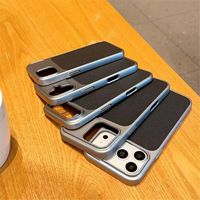 Coques de téléphone BAILI à motif triangulaire en fibre de carbone, très vendues, pour iPhone 17 Pro 18 PM, avec bordure argentée électroplaquée
