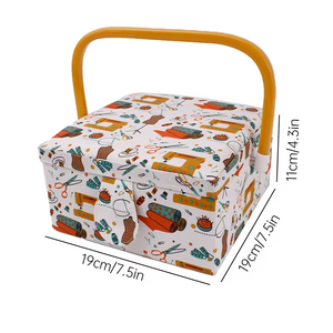 Caja de almacenamiento de cesta de costura de tela de poliéster hecha a mano de D & D, organizador de Kit de costura portátil con agujas de tejer, regalo, manualidades - Product Image 4