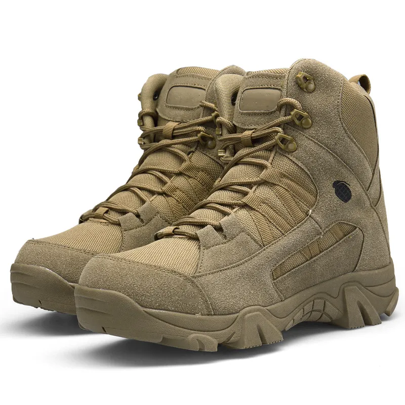 HS-064 Durable Jungle Beige Shoes Desert Khaki Rubber shoes men's hiking Boots