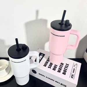 <b>Coffee</b> Car Tumbler 720ml Stainless Steel <b>Double</b> <b>Wall</b> Vacuum Travel <b>Cup</b> with Handle and Straw Lid - Product Image 3