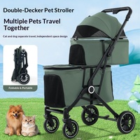 Poussette de luxe 4 roues lavable et portable pour animaux de compagnie, chariot détachable pour petits chiens et chats, pliable, réglable et confortable