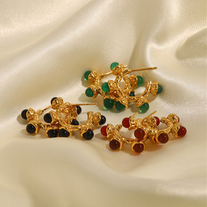 أقراط مجوهرات جديدة من سلسلة اليشم أقراط طبيعية أحمر/أخضر/أسود - Product Image 3