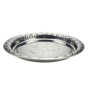 Bandeja Redonda <span class=keywords><strong>de</strong></span> Acero Inoxidable para Servir, Plato para Frutas y Alimentos con Diseño <span class=keywords><strong>de</strong></span> Manzana, Plato Metálico Duradero para Cocina, Hogar, Restaurante, Hotel - Product Image 4