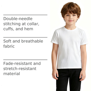 T-shirts en polyester vierges pour sublimation, T-shirts blancs pour enfants, T-shirts blancs unis en gros pour tie-dye, Sous-vêtements pour garçons, T-shirts pour filles - Product Image 4