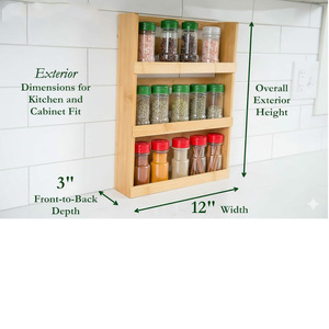 Bamboo Three Tier <b>Spice</b> Rack 2.75 In Deep Hanging Kitchen Storage For <b>Spice</b> <b>Jars</b> - Product Image 2