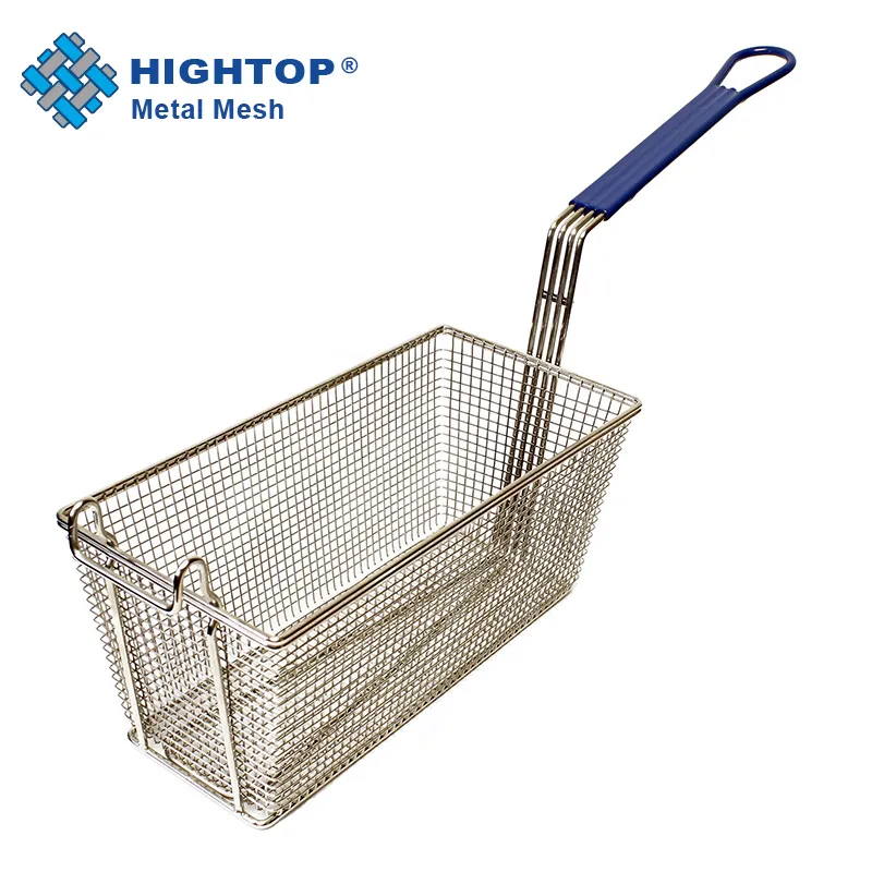 Fine Mesh Stainless Steel Hot Oil Fried Chips Taco Paneer Fry Baskets For Deep Fat Fryer 430*220*150