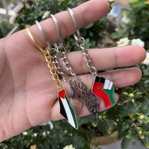 Palästina Karte Flagge Unterstützung Palästina Flagge Luxus Emaille Palästina Metall Karte Schlüssel bund Fabrik Großhandel - Product Image 3