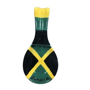 Hand-painted Jamaica <strong>Flag</strong> Stoneware Spoon Rest Jamaican <strong>Rasta</strong> Ceramic Spoon Reggae One Love Jamaica Souvenir Gifts - Product Image 1