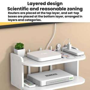 工場直販価格 テレビボックス＆ルーター用<span class=keywords><strong>2</strong></span>段収納棚 穴あけ不要 壁掛けオーガナイザーボックス - Product Image 2