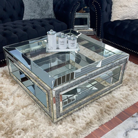Table basse de luxe transparente carrée à effet diamant brisé pour salon