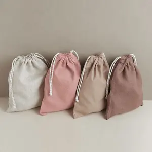 Custom Logo Printed Gift Canvas Cotton Linen Double String Handbag Shoe Dust Drawstring Bag