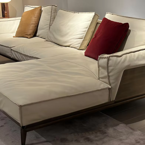 Hiện Đại Ý Thiết Kế Sang Trọng L-Hình 3-Chỗ Ngồi Chính Hãng Da Cắt <span class=keywords><strong>Sofa</strong></span> Đặt Đơn Giản Khung Gỗ Cho Nhà Biệt Thự Tầng Hầm - Product Image 3