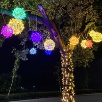 Boule de fée lumineuse en rotin pour arbre de noël, décoration de rue, jardin, fête de mariage, extérieur, solaire, 20/30/40cm