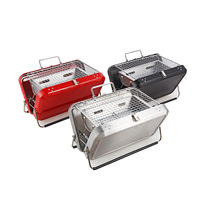 Barbecue au charbon de bois portable DD2458, en acier inoxydable, poêle à charbon de bois portable, grille à main, antiadhésive, grill ondulé