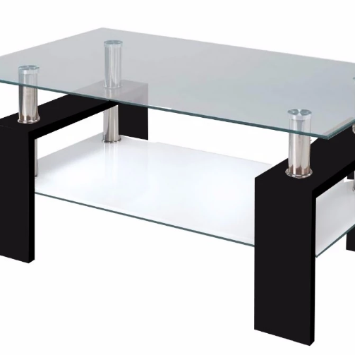 New Design Modern Furniture Tempered Glass Top Rectangular Coffee Table