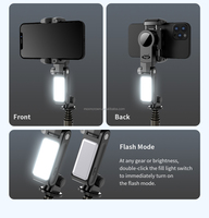 Stabilisateur Gimbal Bluetooth Sans Fil à Suivi Facial Automatique Rotation 360 avec Trépied Perche à Selfie Flexible et Lumière d'Appoint LED Q18