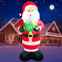 Père Noël gonflable de 10 pieds tenant une boule de Noël avec lumière LED, décoration de Noël gonflable pour la cour, le jardin, l'extérieur, la maison
