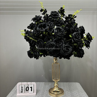 NIKA Factory - Grande boule de fleurs en soie noire faite à la main pour les événements de mariage, centre de table