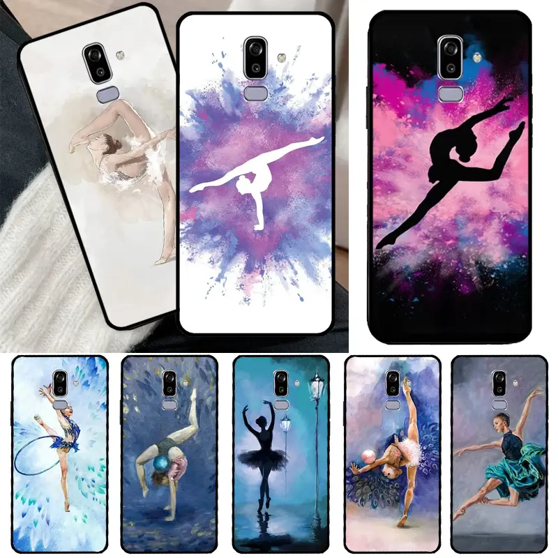 Jimnastik yağlıboya telefon Samsung kılıfı Galaxy J6 J4 artı A6 A7 A8 A9 J8 2018 A3 A5 J1 2016 J3 J7 J5 2017