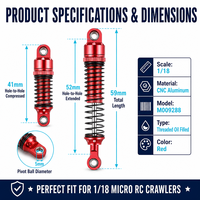 Amortisseurs en aluminium 1/18 RC Crawler 52mm CNC filetés à huile, pièces de mise à niveau pour micro-camions d'escalade, lot de 4