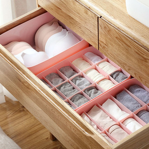 Plastic Bra Pantyhose Sock Storage Box 15 Or 10 Compartments With Partitions Drawer Organizers White And Pink Rectangular - Product Image 3