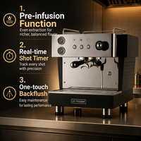 Cafetera Espresso Comercial de 5L, Acero Inoxidable, Grupo Único E1, Semiautomática, para Cafetería