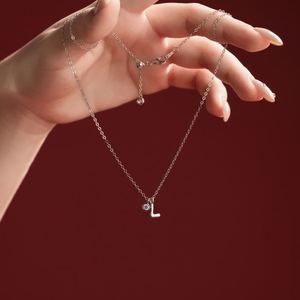 Dylam Rhodium Plated Dainty CZ Alphabet Letter -L- Necklace, Personalized <b>Name</b> Initial Necklace for Women Female - Product Image 2