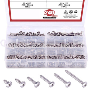 240pcs Self Tapping Screws 304 Stainless Steel Phillips Head Flat Head M4x16mm M4x12mm Metal <b>Fasteners</b> - Product Image 1