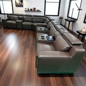 مسرح منزلي حديث مقطعي مع مسند رأس كهربائي ، أثاث غرفة معيشة من الجلد الحقيقي للفنادق - Product Image 2