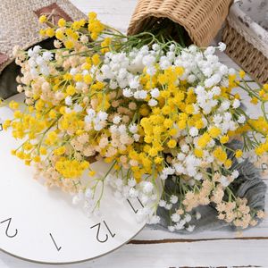 CallaFloral Fleurs artificielles de Gypsophile Jaune Blanc en plastique pour décoration de mariage, bouquet à branche unique - Product Image 2