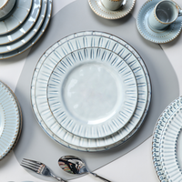Assiette à steak en céramique de style européen, vaisselle en porcelaine écologique lavable pour la maison, assiettes plates pour restaurant, ensemble de vaisselle