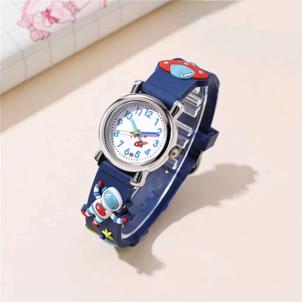 ファッションティーンエイジャー子供幼児カプセル宇宙飛行士時計かわいい漫画青い男の子女の子学生腕時計