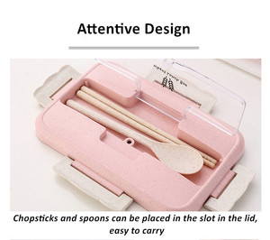SANS BPA Alimentaire À <span class=keywords><strong>3</strong></span> <span class=keywords><strong>Compartiments</strong></span> Boîte À <span class=keywords><strong>Bento</strong></span> Étanche Écologique En Plastique de Paille De Blé De <span class=keywords><strong>Bento</strong></span> Boîte À Lunch Avec Cuillère Et Support de Téléphone - Product Image 6