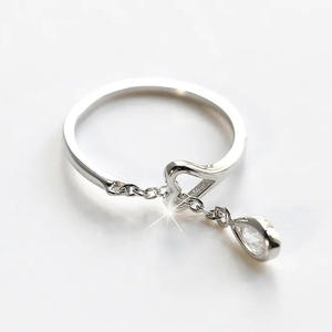 Anello a Goccia d'Acqua T0153 in Argento Sterling 925 con Cristallo Taglio Pera e Strass, Gioiello Regalo per Donna - Product Image 6