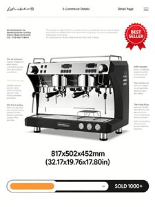 Máquina de Espresso Semiautomática Comercial de Doble Caldera y 2 Grupos, 9 Bares de Presión, Fácil Limpieza, Equipo para Cafetería - Product Image 5