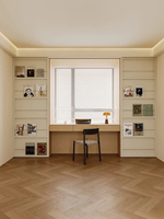 Mur de rangement intégré sur mesure avec bibliothèque dissimulée, système de bureau d'étude moderne personnalisé, solution de mobilier mural complète de qualité ENF