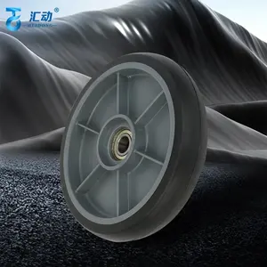5 inç siyah çim biçme makinesi plaj arabası PVC tekerlekler açık hava barbekü ızgarası arabası el arabası vagon sessiz katı kauçuk tekerlekler