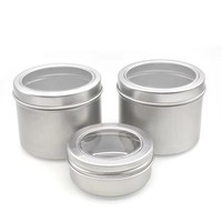 Leere runde Aluminium-Kosmetikglas-Behälter Metall-Aluminium-Blechdose Lebensmittelqualität kleine Metalldose mit Fensterdeckel