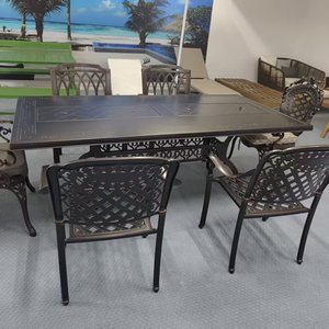 Azulejo de cerámica popular moderno, marco de aluminio, muebles de exterior, mesa de comedor y juego de sillas para Patio - Product Image 5