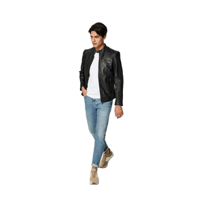 Chaqueta de Cuero Unisex Informal Ecológica de la Mejor Calidad, Diseño de Camuflaje, Cuello Alto, Corte Holgado, Cierre de Cremallera, para Invierno - Product Image 1