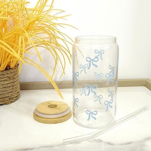 Vaso <span class=keywords><strong>de</strong></span> Vidrio Borosilicato con Tapa <span class=keywords><strong>de</strong></span> Bambú, Lindo Diseño <span class=keywords><strong>de</strong></span> Lazo, Antiderrames, Libre <span class=keywords><strong>de</strong></span> BPA, Apto para Lavavajillas, Reutilizable, con Pajita, para <span class=keywords><strong>Café</strong></span> Helado - Product Image 3