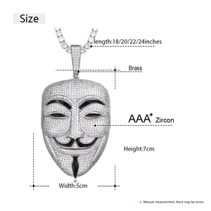 Bijoux hip-hop chrétiens en cuivre avec placage en or 18 carats avec un pendentif <span class=keywords><strong>visage</strong></span> souriant <span class=keywords><strong>de</strong></span> <span class=keywords><strong>vengeance</strong></span>. Bijoux luxueux en zircone - Product Image 6