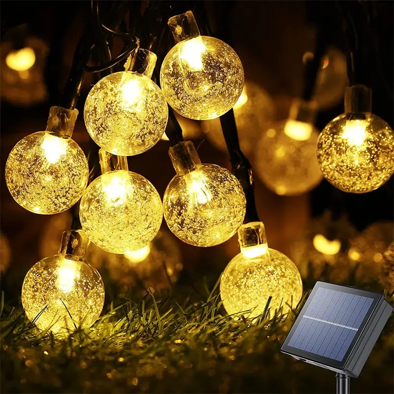 hot sales LED outdoor solar bubble ball light led string crystal ball garden decoration color lights holiday hanging light