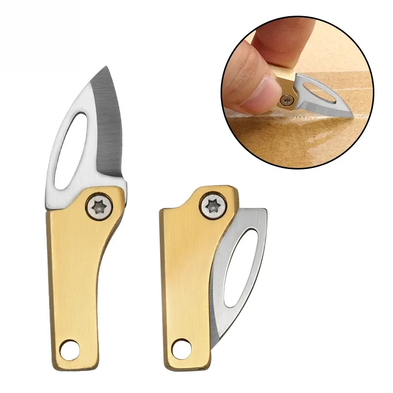 Brass Magnetic Suction Small Knife Pocket Portable Keychain Unpacking Express Delivery Tool Mini Folding Knife