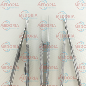 Juego de 3 Piezas de Micro Tijeras Castroviejo de Calidad Premium, Porta Agujas Curvo, Fórceps TC, Kit Dental y Oftalmológico - Product Image 1