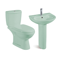 Nigéria Ghana pas cher lavage deux pièces toilette articles sanitaires placard à eau bleu rose WC toilettes cuvette piédestal bassin ensemble